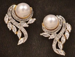 Pearl Diamond Stud Earrings